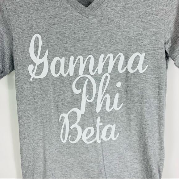 Gray Gamma Phi Beta V Neck Tshirt Small - Picture 3 of 5